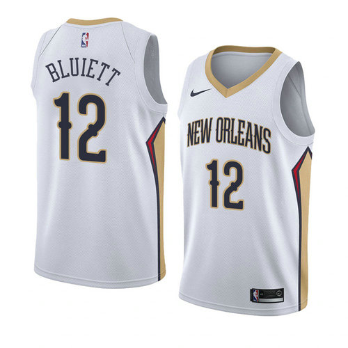 Camiseta Trevon Bluiett 12 New Orleans Pelicans Association 2018 Blanco Hombre