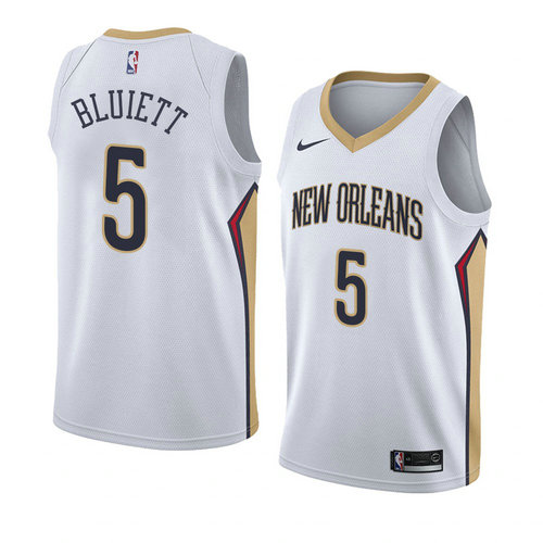 Camiseta Trevon Bluiett 5 New Orleans Pelicans Association 2017-18 Blanco Hombre