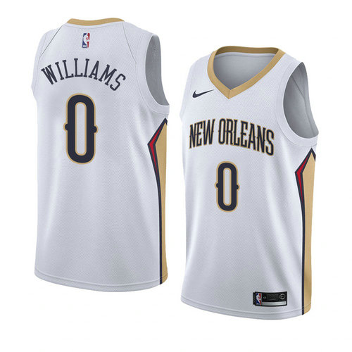 Camiseta Troy Williams 0 New Orleans Pelicans Association 2018 Blanco Hombre