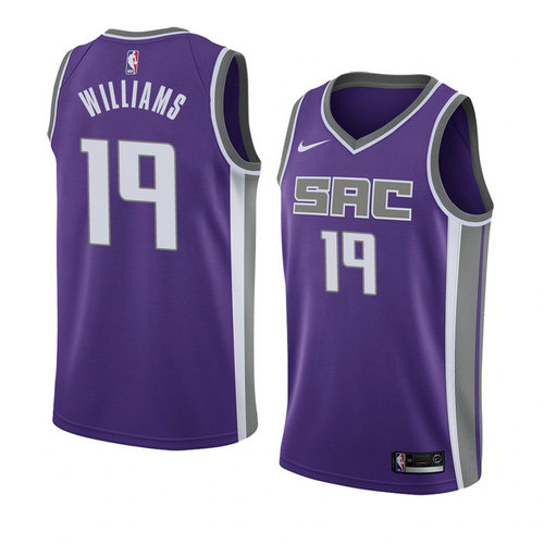 Camiseta Troy Williams 19 Sacramento Kings Icon 2018 Púrpura Hombre