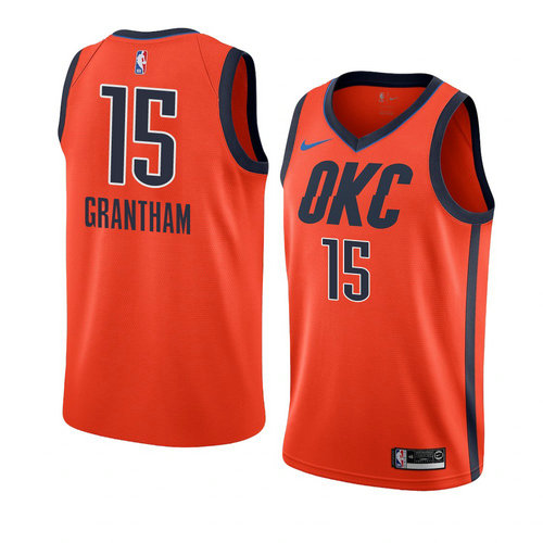 Camiseta Turquoise Donte Grantham 15 Oklahoma City Thunder Earned 2018-19 Naranja Hombre