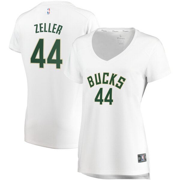 Camiseta Tyler Zeller 44 Milwaukee Bucks association edition Blanco Mujer