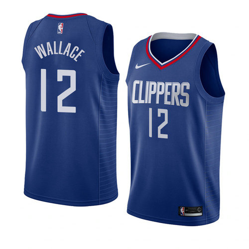 Camiseta Tyrone Wallace 12 Los Angeles Clippers Icon 2018 Azul Hombre