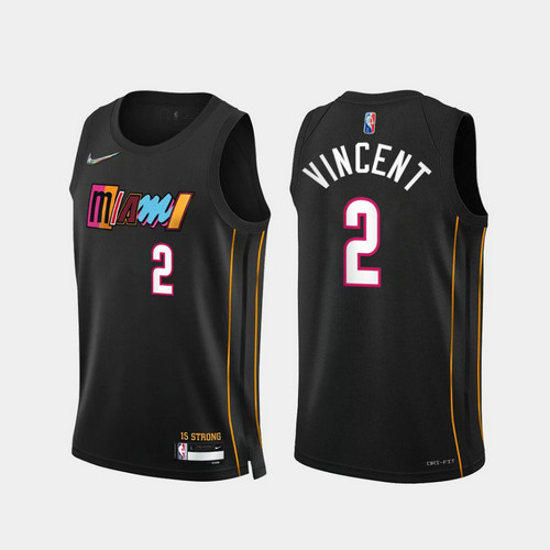 Camiseta VINCENT 2 Miami Heat 2022 75 aniversario edición de la ciudad Negro Hombre