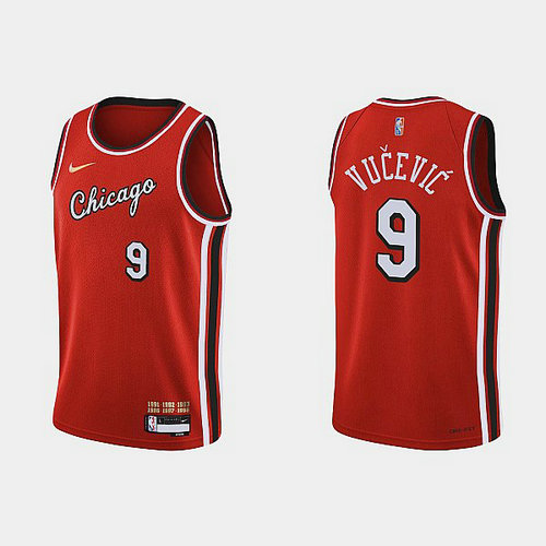 Camiseta VUCEVIC 9 Chicago Bulls 2022 75 aniversario edición de la ciudad rojo Hombre