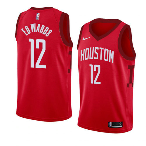 Camiseta Vincent Edwards 12 Houston Rockets Earned 2018-19 Rojo Hombre