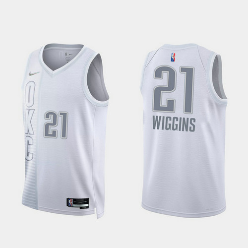 Camiseta WIGGINS 21 Oklahoma City Thunder 2022 75 aniversario edición de la ciudad blanco Hombre