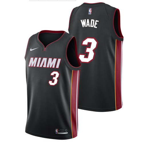 Camiseta Wade 3 Miami Heat Ciudad 2017-18 Negro Hombre