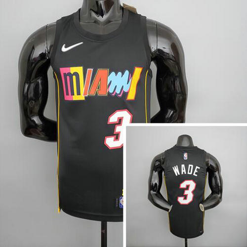 Camiseta Wade 3 Miami Heat Temporada 2022 Negro Hombre
