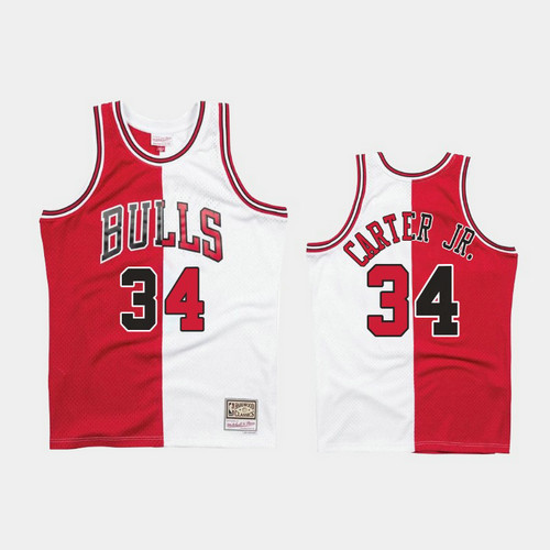 Camiseta Wendell Carter Jr. 34 Chicago Bulls 1997-98 Split Two-Tone Rojo Hombre
