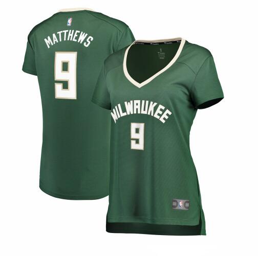 Camiseta Wesley Matthews 9 Milwaukee Bucks icon edition Verde Mujer