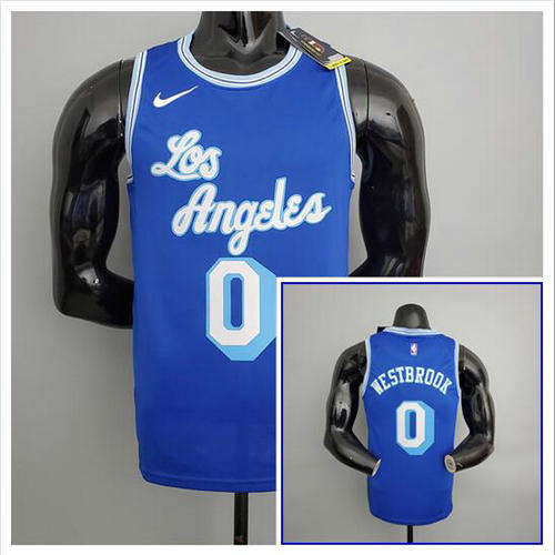 Camiseta Westbrook 0 Los Angeles Lakers 2021 Retro Azul Hombre