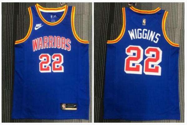 Camiseta Wiggins 22 Golden State Warriors 75 aniversario retro Azul marino Hombre
