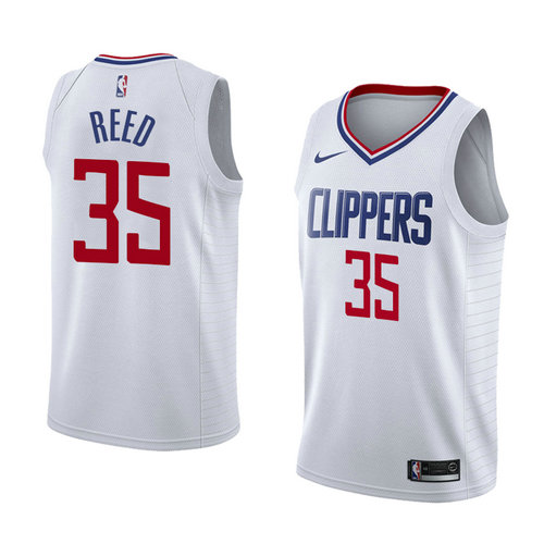 Camiseta Willie Reed 35 Los Angeles Clippers Association 2018 Blanco Hombre