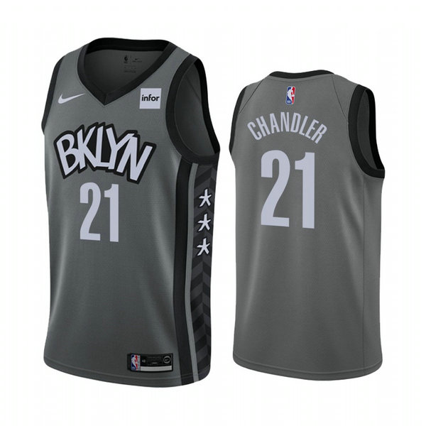 Camiseta Wilson Chandler 21 Brooklyn Nets 2020-21 Temporada Statement Gris Hombre