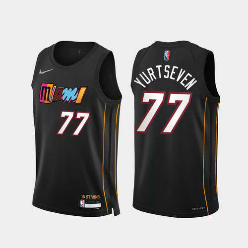 Camiseta YURTSEVEN 77 Miami Heat 2022 75 aniversario edición de la ciudad Negro Hombre