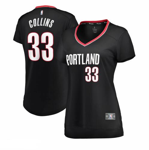 Camiseta Zach Collins 33 Portland Trail Blazers icon edition Negro Mujer