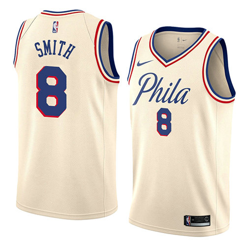 Camiseta Zhaire Smith 8 Philadelphia 76ers Ciudad 2018 Crema Hombre