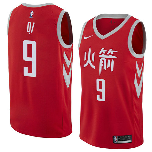Camiseta Zhou Qi 9 Houston Rockets Ciudad 2018 Rojo Hombre