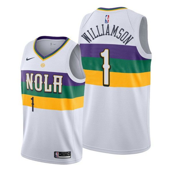 Camiseta Zion Williamson 1 New Orleans Pelicans 2020-21 Temporada Statement Bianca Hombre