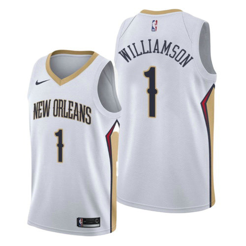 Camiseta Zion Williamson 1 New Orleans Pelicans Association 2019-20 Blanco Hombre