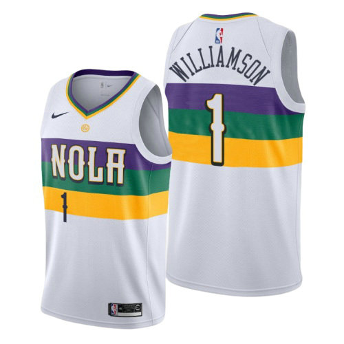 Camiseta Zion Williamson 1 New Orleans Pelicans Ciudad 2019-20 Blanco Hombre