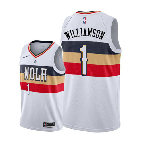 Camiseta Zion Williamson 1 New Orleans Pelicans Earned 2019-20 Blanco Hombre