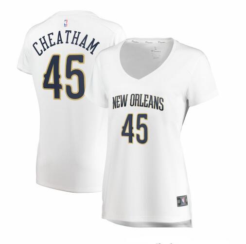 Camiseta Zylan Cheatham 45 New Orleans Pelicans association edition Blanco Mujer