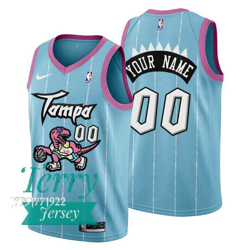 Camiseta custom 0 Toronto Raptors 2021 tampa city rosado azul Hombre