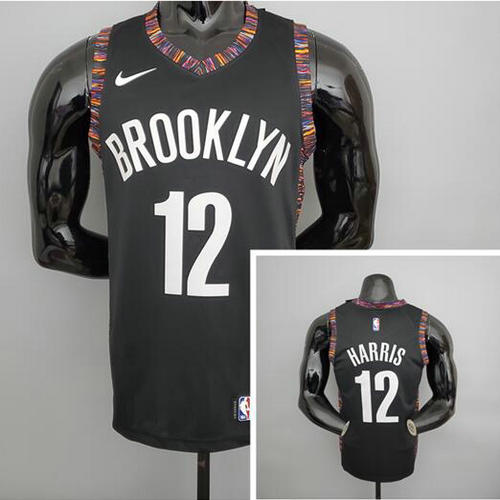 Camiseta harris 12 Brooklyn Nets Versión ciudad Negro Hombre
