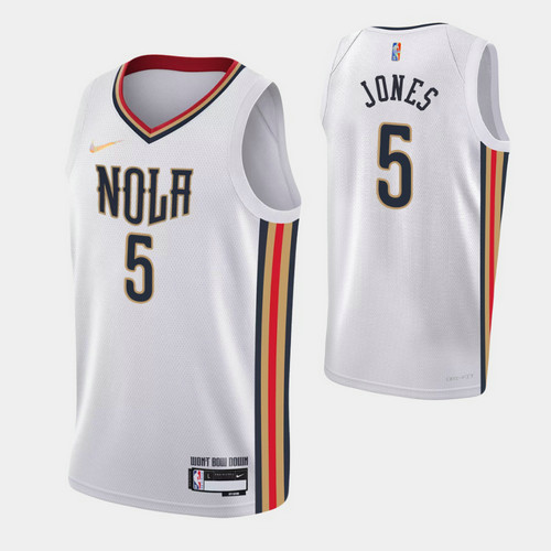 Camiseta herbert jones 5 New Orleans Pelicans 2022 75 aniversario edición de la ciudad blanco Hombre
