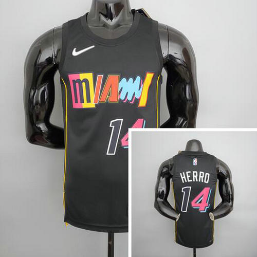 Camiseta herro 14 Miami Heat Temporada 2022 Negro Hombre