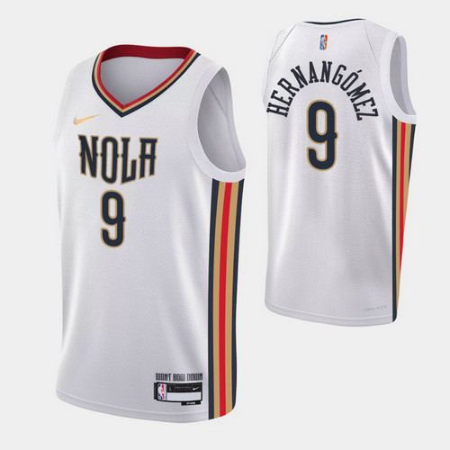 Camiseta willy hernangomez 9 New Orleans Pelicans 2022 75 aniversario edición de la ciudad blanco Hombre