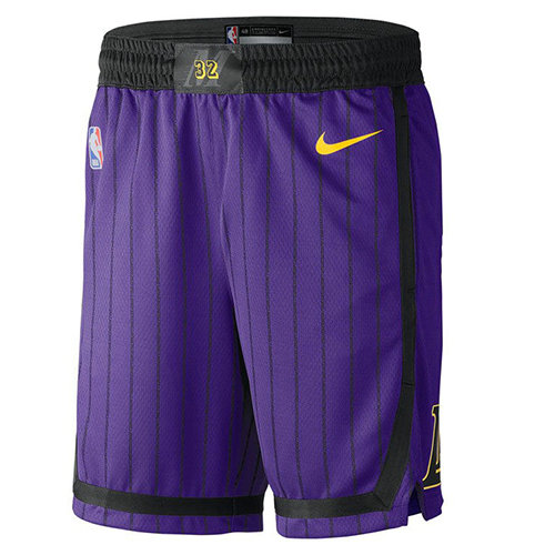 Pantalones Cortos Los Angeles Lakers Ciudad 2018-19 Púrpura Hombre